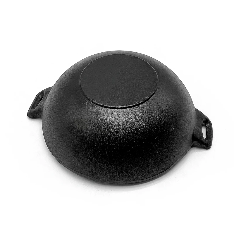 Chinese Traditional Cast Iron Wok Cast Iron Non Stick Coating Frying Wok Pan With Double Handle
