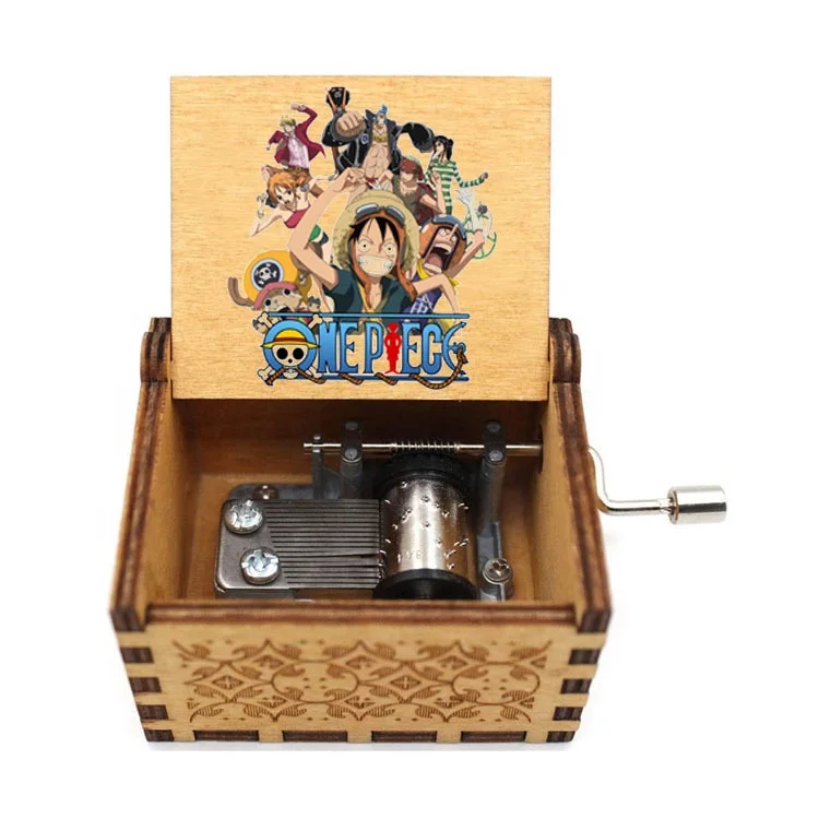 26 Styles Color Printing Anime One Pieces luffy  We Are Song Theme Hand Crank Music Box movement Wooden Classical Kids Gift