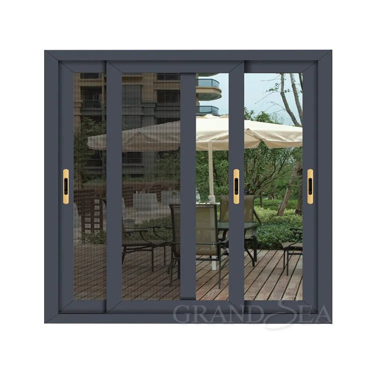 Grandsea Australian Standard Double Glazed Sliding Window Top Grade Double Glazed Sliding Aluminum Windows