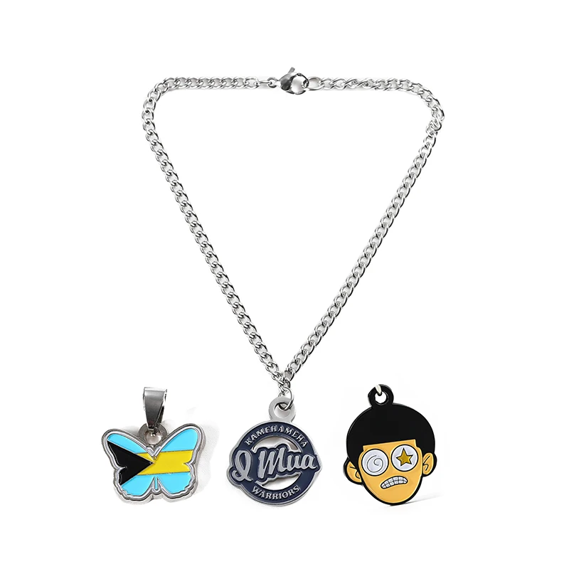 2024 New Fashion Jewelry Pendants Charms Women Men Necklaces Stainless Steel 3D Cute Cartoon Enamel Charms Pendants