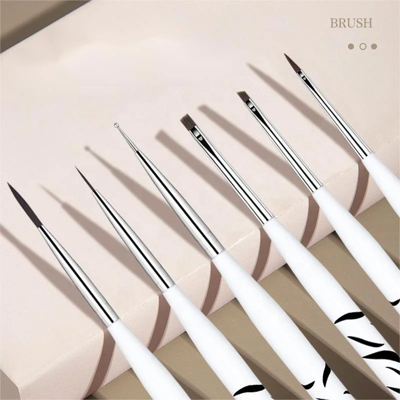 Custom Logo 8pcs/set 3D Paint Dot Draw Pen Acrylic Nail Liner Brushes Sets Manicure Painting Pen Nail Art Brush Set