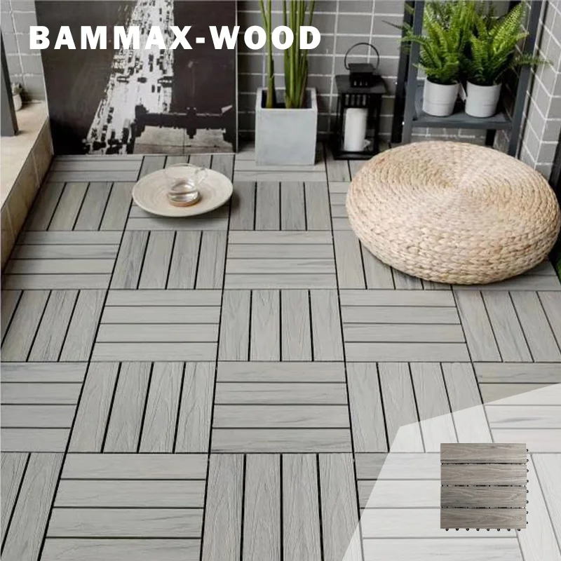 Outdoor DIY deck floor tiles 300x300 wpc composite wood interlocking deck tiles