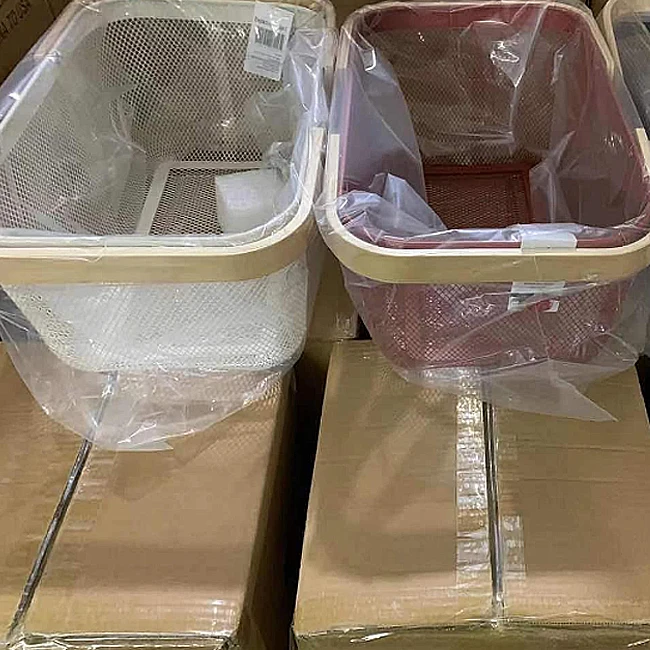 XWX factory direct supply large home Nordic wrought iron storage basket with wooden handle