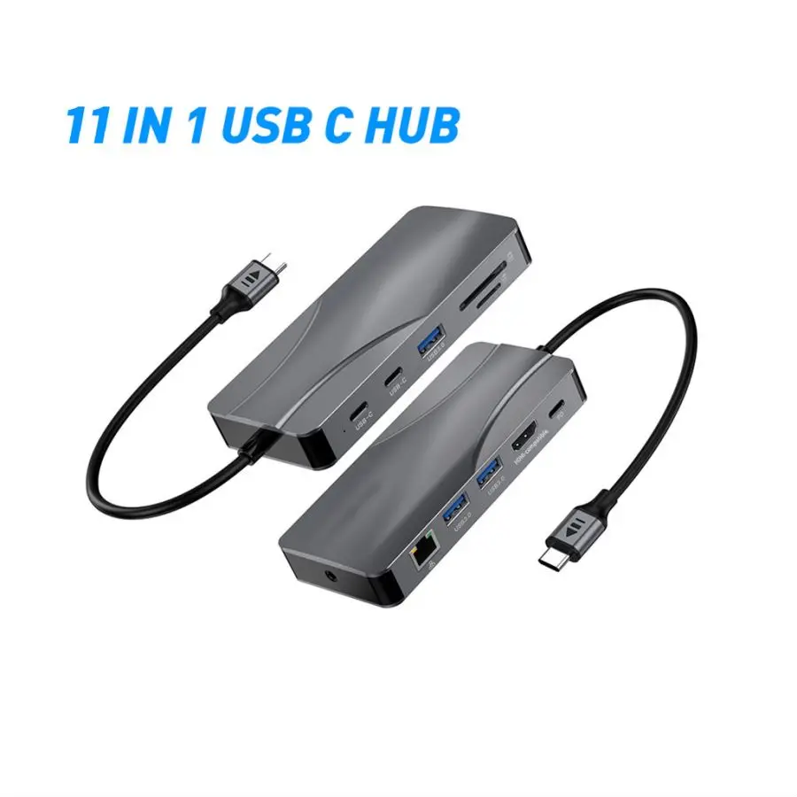 USB C 11 in 1 Type C to 4k HDMI-compatible Hub Adapter SD TF Card Reader RJ45 Ethernet Port Pd Fast Charge for Macbook Laptop