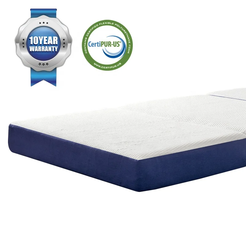Easy To Carry Vacuum Roll In Box Travel Memory Foam Tri-fold Pad Gel Memory Foam Mattress