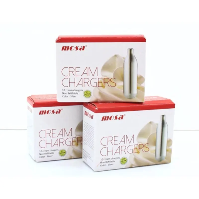 Nitrous Whipped Cream Chargers Mosa (8g, N2), Boxes of 10