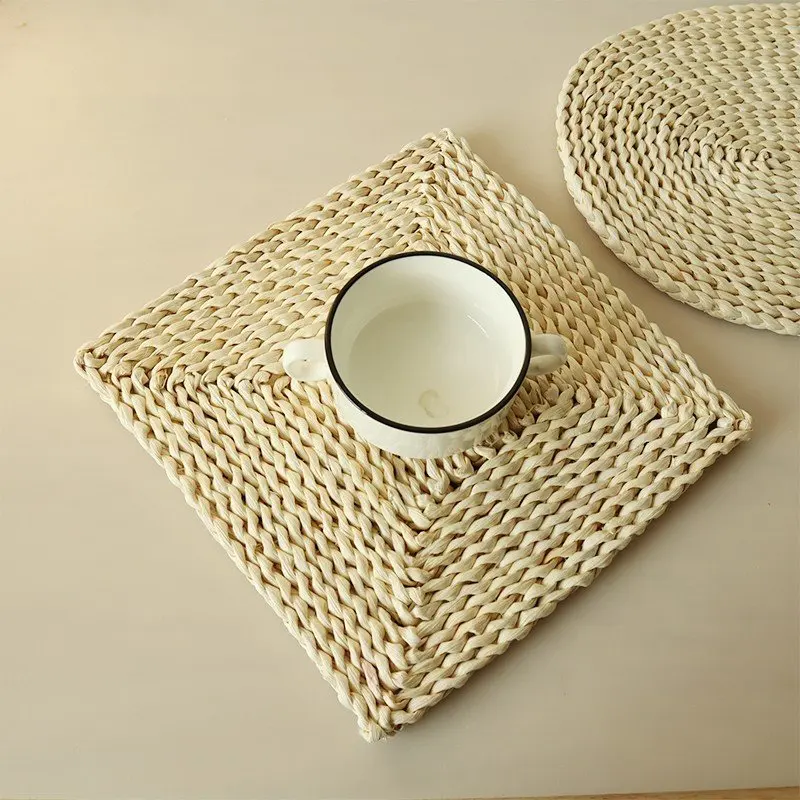 corn husk handmade mat & cotton place mat  potholder for home kitchen coaster pad hot pad R=11CM