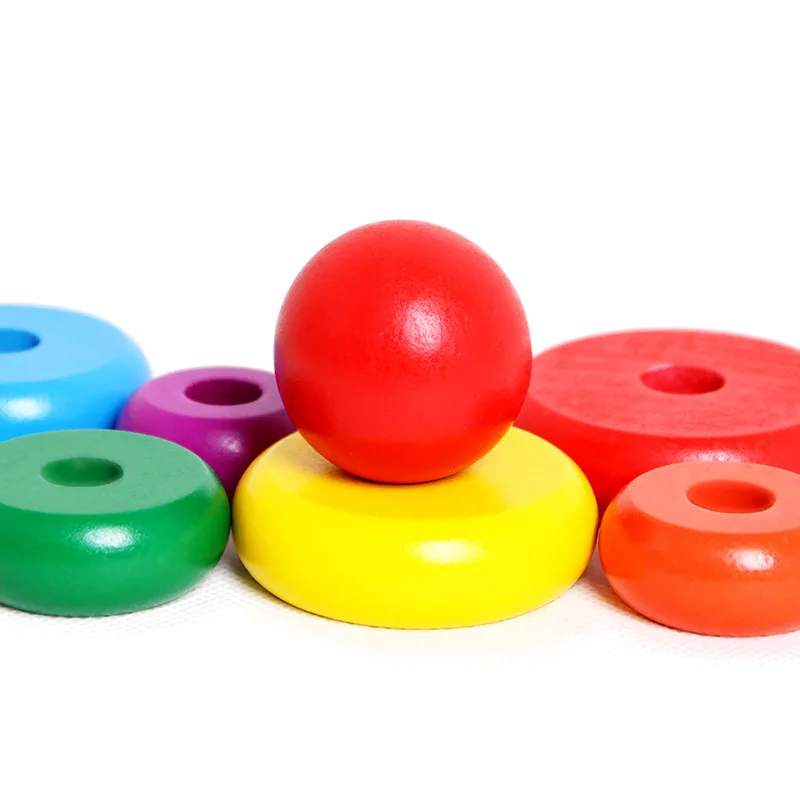 Baby Wooden Building Blocks Stacking Tower Toys Sets Stacking Rainbow Wooden, Rainbow Tower Toys, Rainbow Stacking Toy