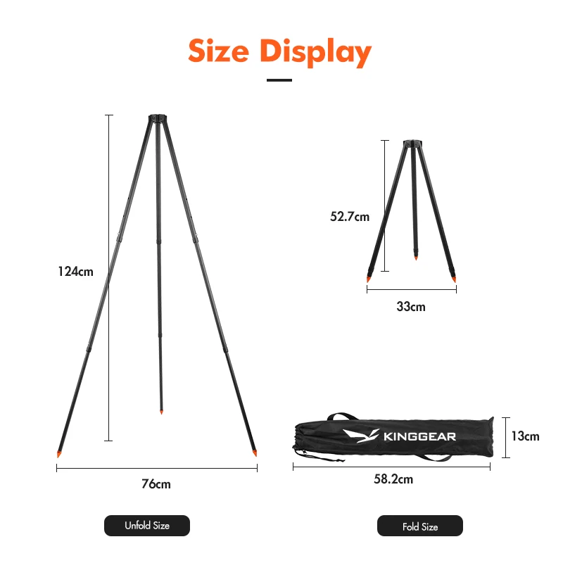 KingGear Outdoor Camping Portable Grill Hanging Pot Rack Aluminum Camping Tripod Grill for Barbeque Fire Pit