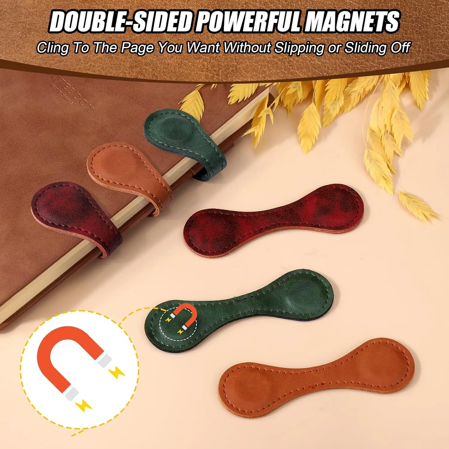 Custom Leather Double-sided Magnetic Bookmark With Logo Students Library Reading Tools School Simple Stationery Supplies Supply