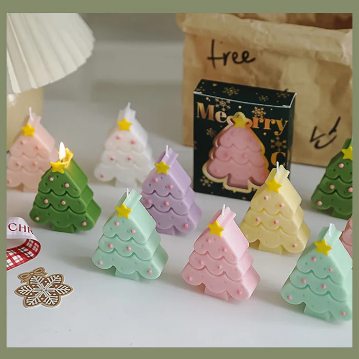christmas tree shape scented candle for christmas decorations gifts candle with packaging boxes