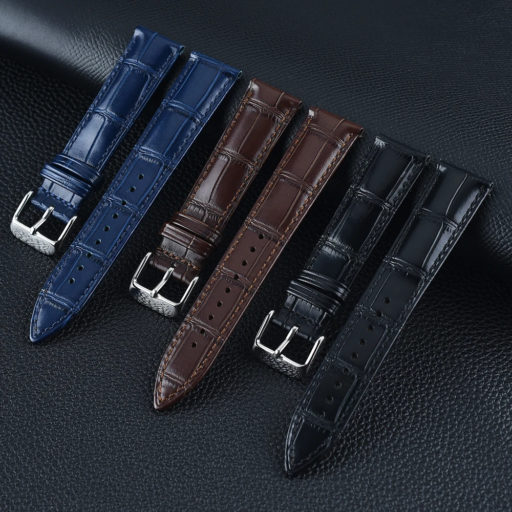 LAIHE Luxury Cow Leather Vintage Full Top Grain Crocodile Custom Genuine 18mm 20mm Men Leather Watch Strap
