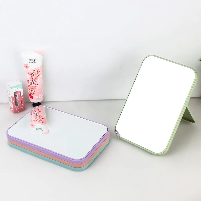 High-definition Single-sided Makeup Mirror Desktop Colorful Dressing Mirror Foldable And Portable Square Pinces Mirror Vertical