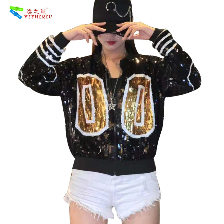 YIZHIQIU, высококачественные модные куртки-бомберы с блестками для женщин