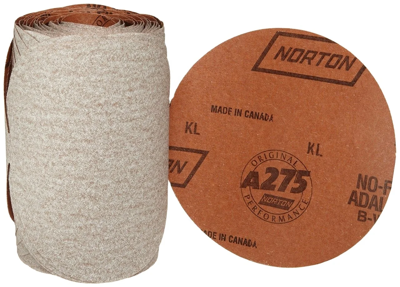 Hot sale Norton A275 PSA backing longer life and faster cut rate P1500 127mmx175pcs sand disc roll