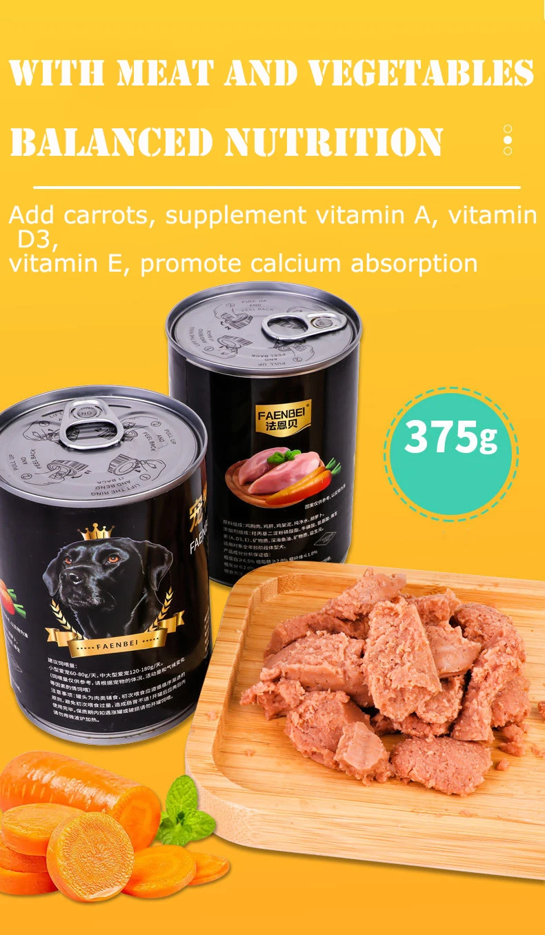 Oem Custom Beef Chicken Vegetables Canned Food Pet Treats Dog Snacks Dog Wet Cans Food For Dog
