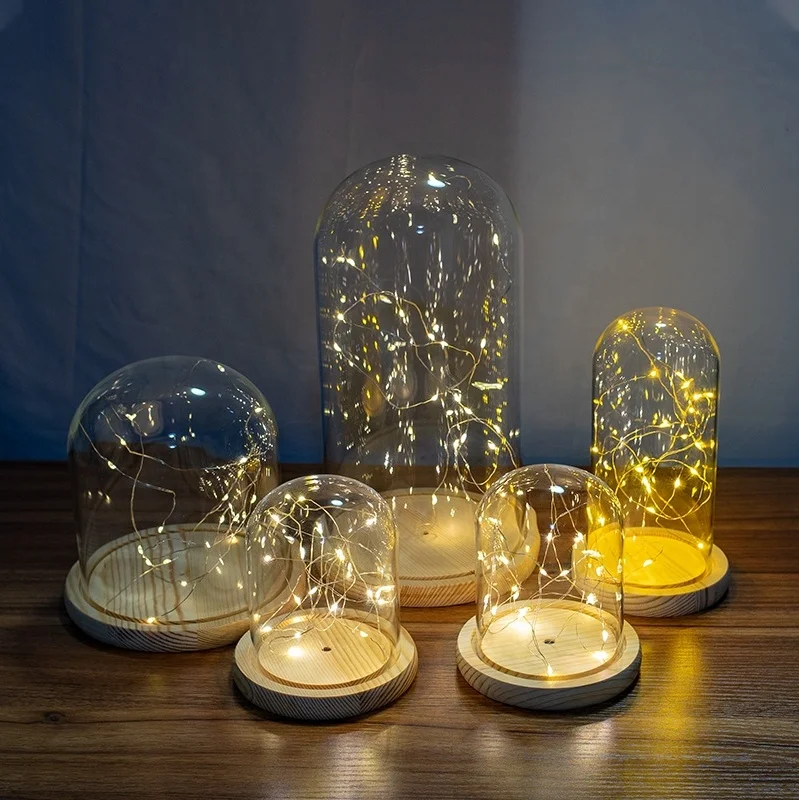 Luxury Flower Glass Jars with Transparent Glass Dome Glass Cover Vase-Various Sizes for Home Candles Unique Holder Box Packing