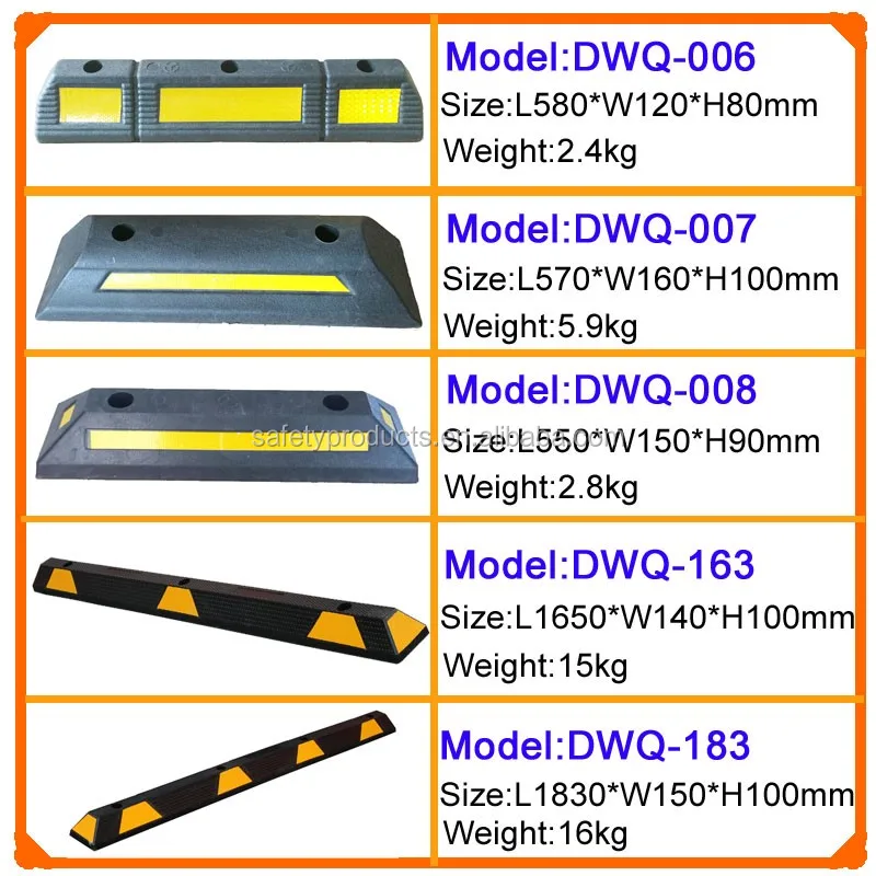 length 500mm rubber car parking wheel stopper bate rodas de borracha rubber wheel chock