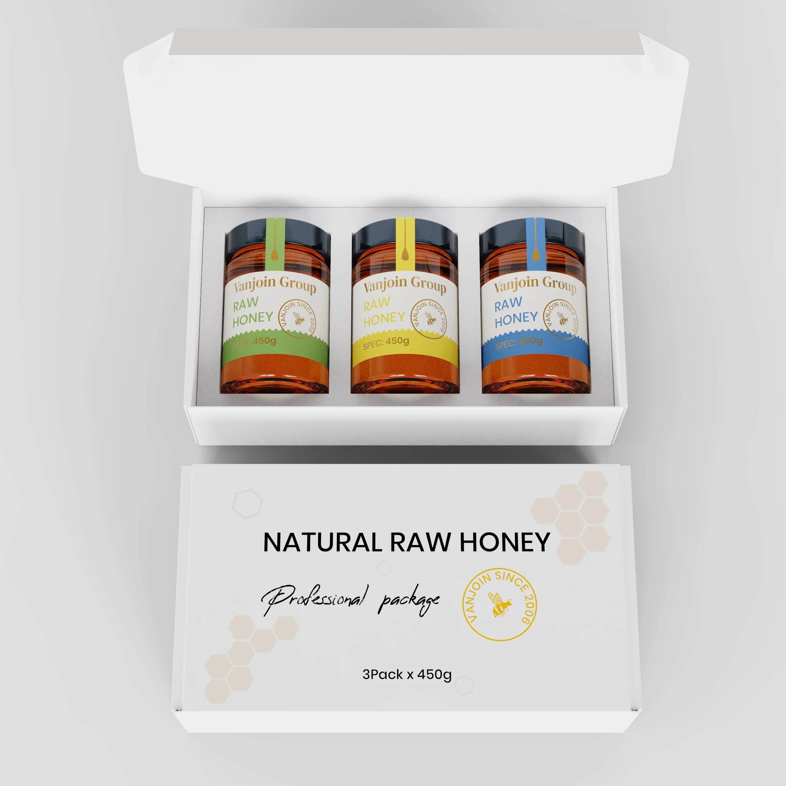 314 ml 500 g luxury honey jar packaging box straight air tight glass wedding favors honey jars with lid