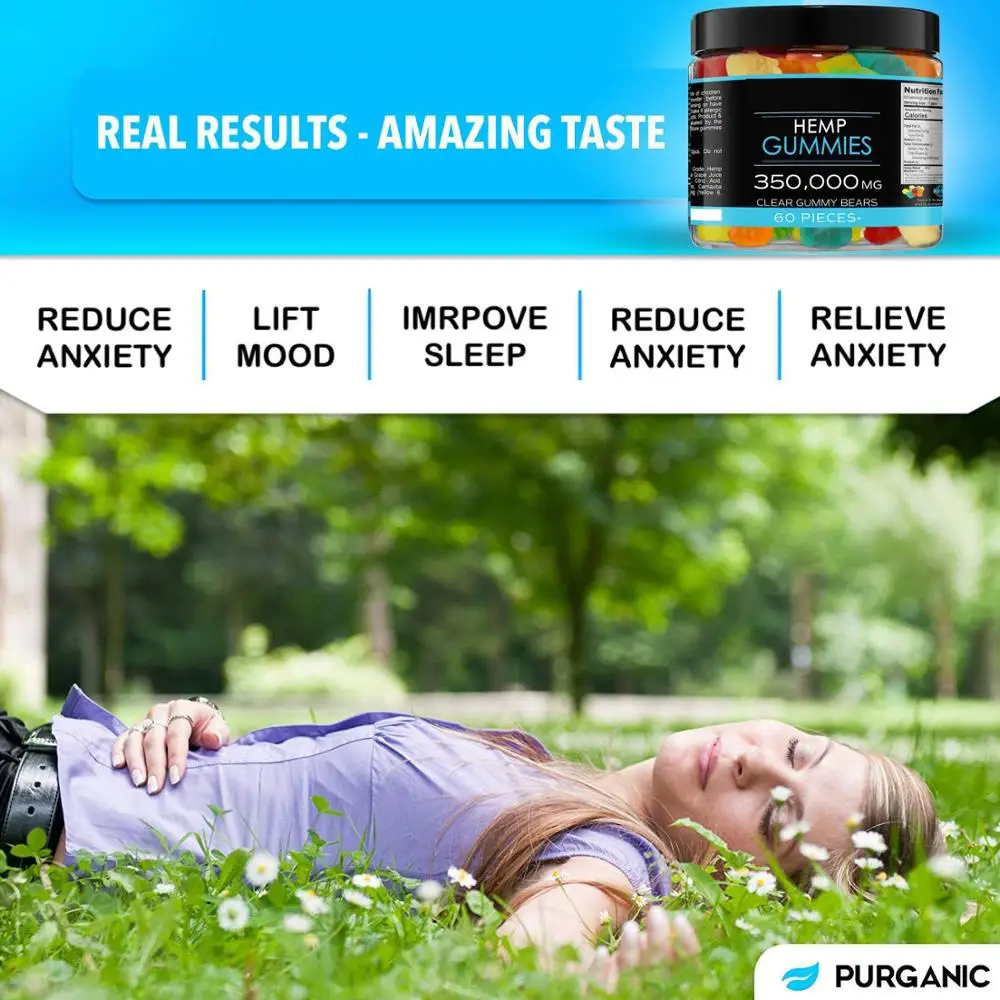 
Hemp oil Gummies High Potency Fruity Hemp Gummy Bear for Pain Anxiety Stress Inflammation Relief Promotes Sleep 