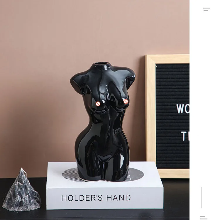 Porcelain Flower Vases Elegent Style Ceramic Body Modern Vase  White Black Home Deco Ceramic Vase