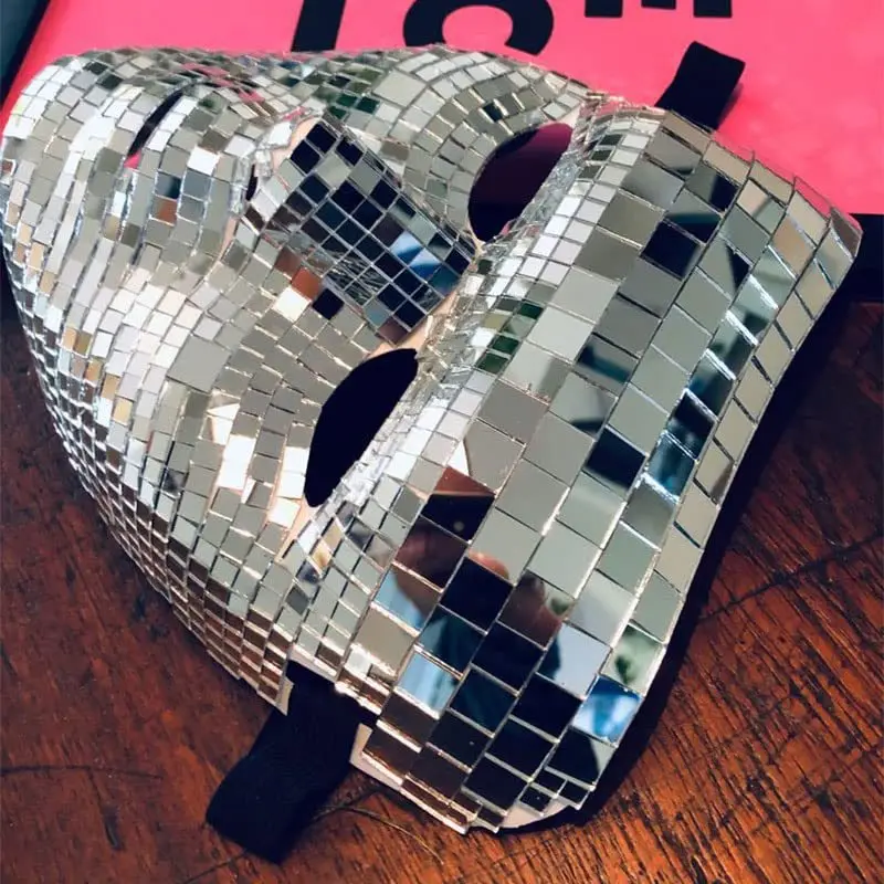Hot Sale Mirror Ball Disco Mask Bar Prom Glitter Face Mask Party Supplies