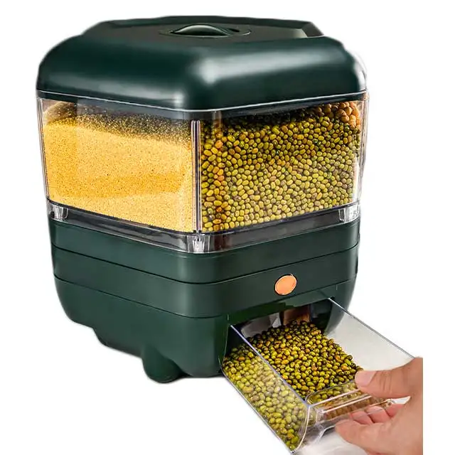 kitchen rice storage food containers box rotating grid grain rice japanese rice dispenser