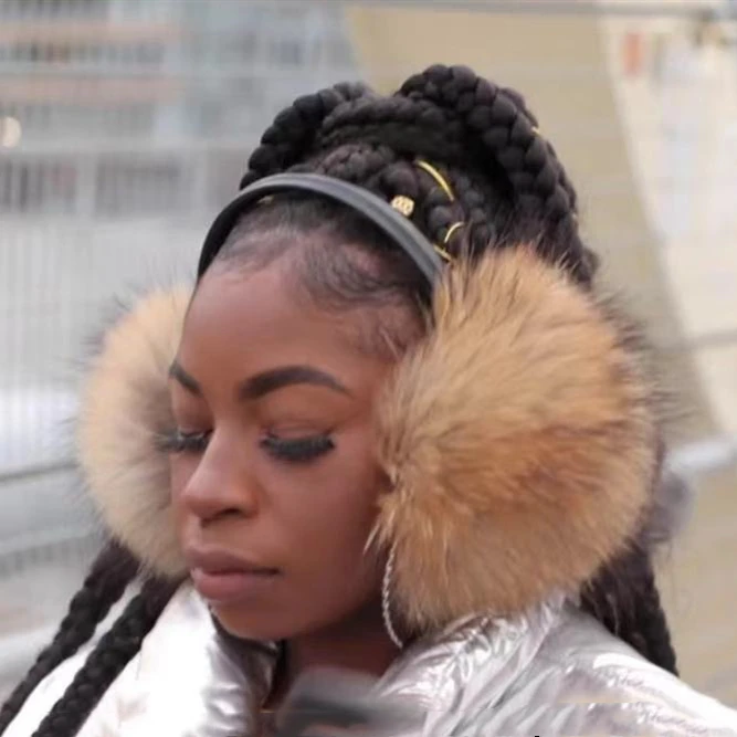 winter fox  fur earmuffs for women