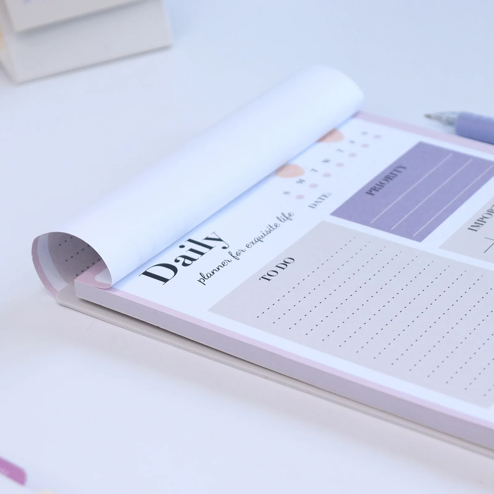 Hot Selling Wholesale To-do List Daily Weekly Planner Rip off Undated Journal Pad Print Notes Memo Pad