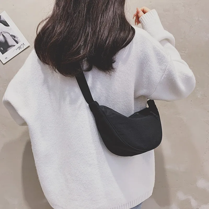 Custom logo simple design nylon tote bag portable large capacity women lady gril leisure underarm bag for daily use