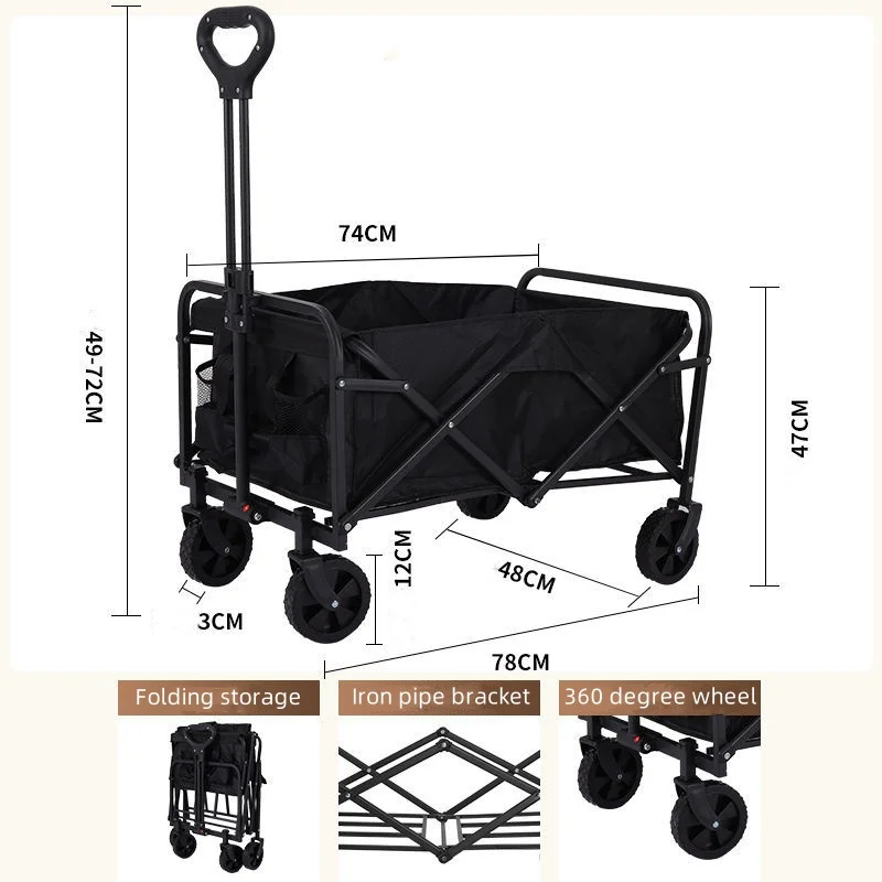 New Lifting Camping Trolley Trailer Outdoor Foldable Oversized Camping Trolley Picnic Cart Stall Trolley