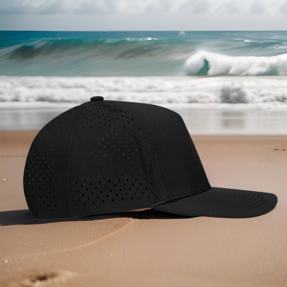 Waterproof Polyester Snapback Baseball Cap with Curved Brim Applique Pattern for Fishing and Autumn Common Fabric Feature