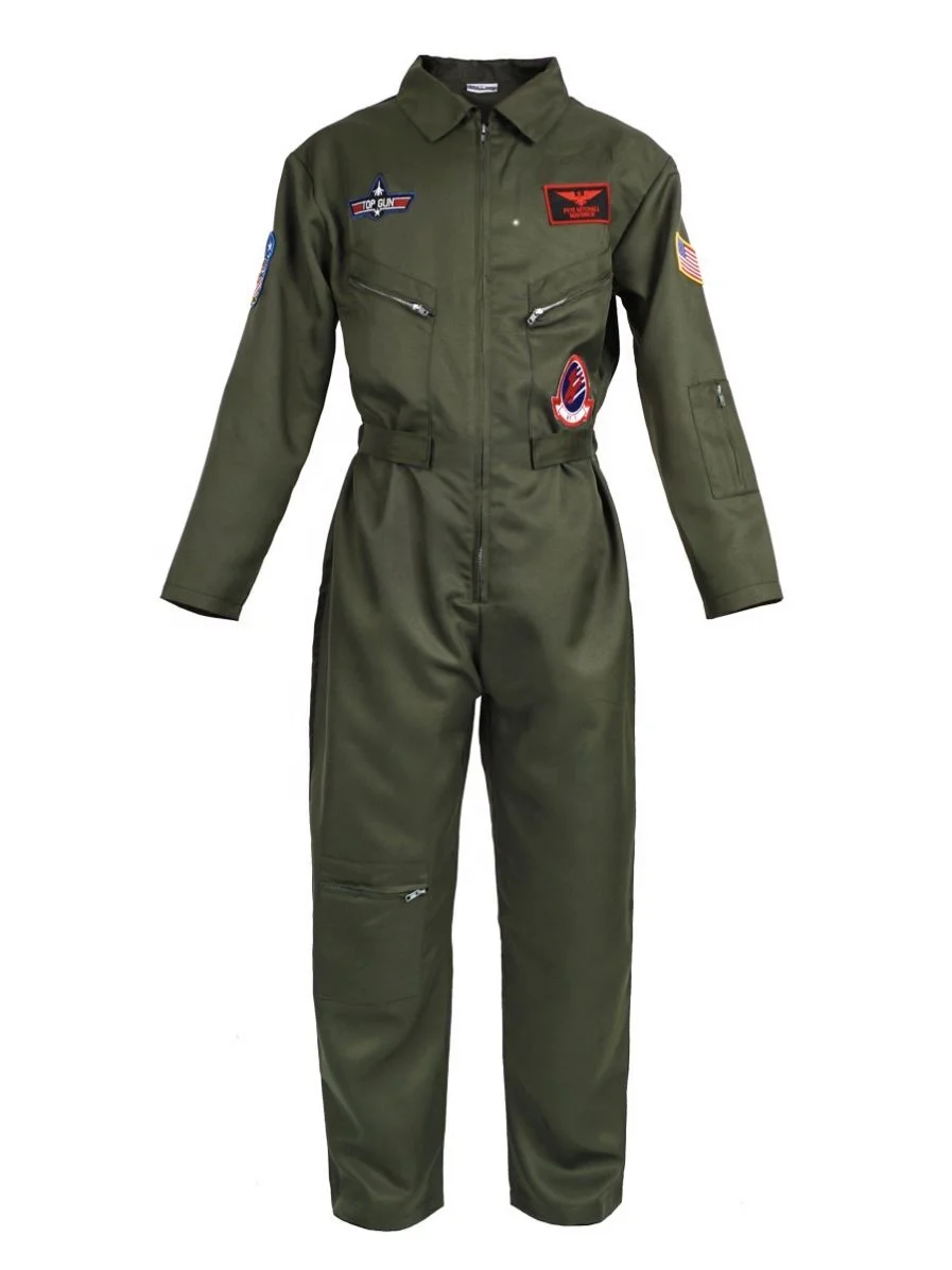 
Retro Top Gun Maverick Flight Dress Halloween Costume For Adult Army Green American Military Pilot Uniform custom 