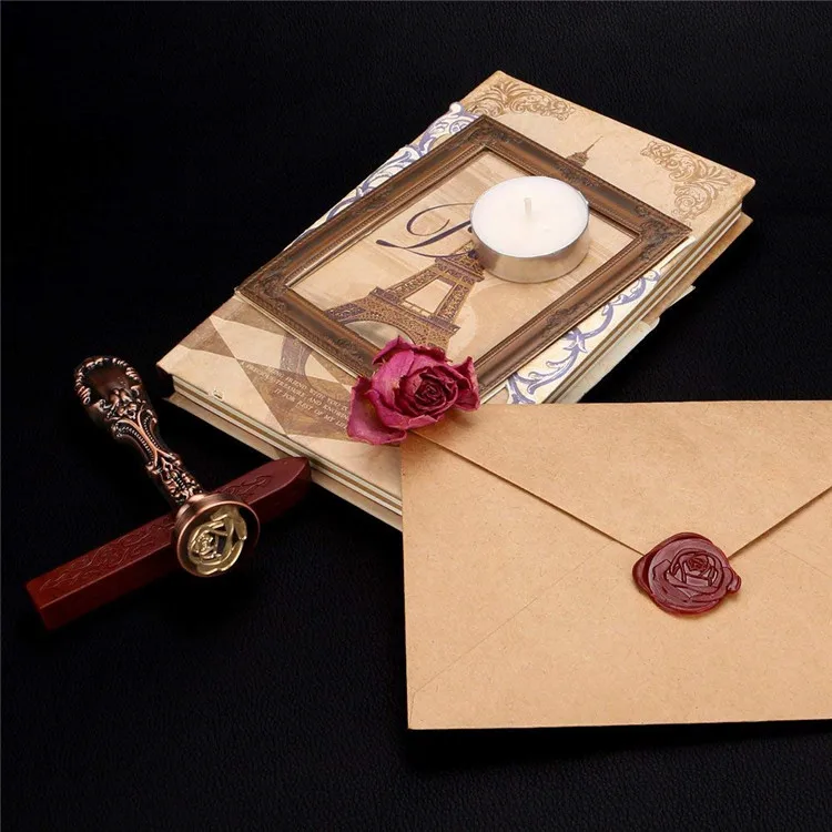 The Rose Wax Seal Stamp Vintage Sealing Red Brass Color Handle