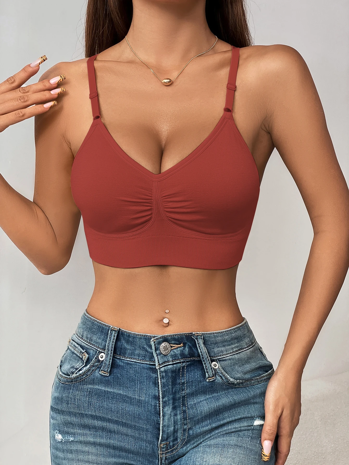 IBGUH Butterluxe women s bra Y Back Sports - Padded Racerback bralette Low Impact Spaghetti Thin Strap Workout Yoga brassier