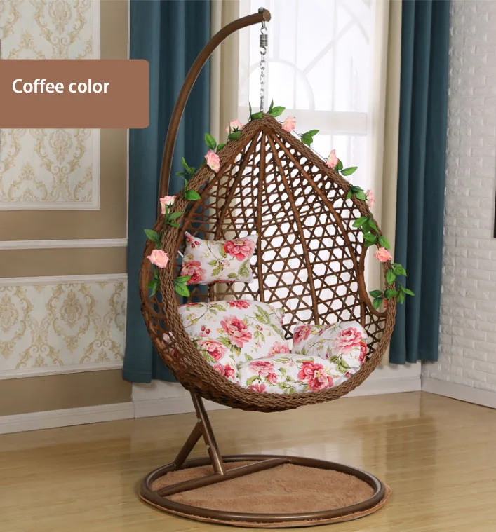 New patio hanging PE rattan with stand wicker egg swing chair kid adult indoor outdoor hammock swing garden furniture