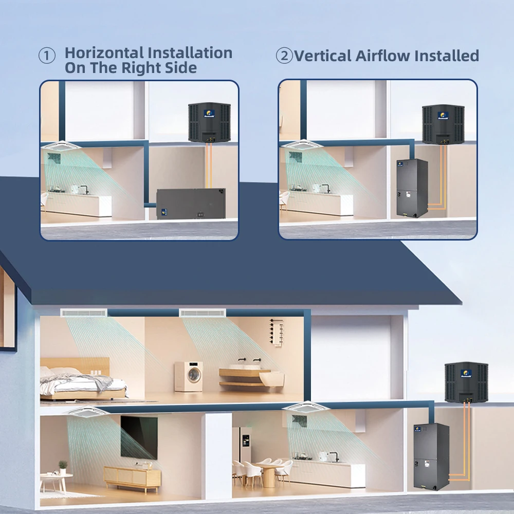 Supplier 5 7 9 10.5kw 12.5kw 14kw 17.5kw OEM/ODM Air Handler Inverter Heat Pump Electrical HVAC system Air Conditioners