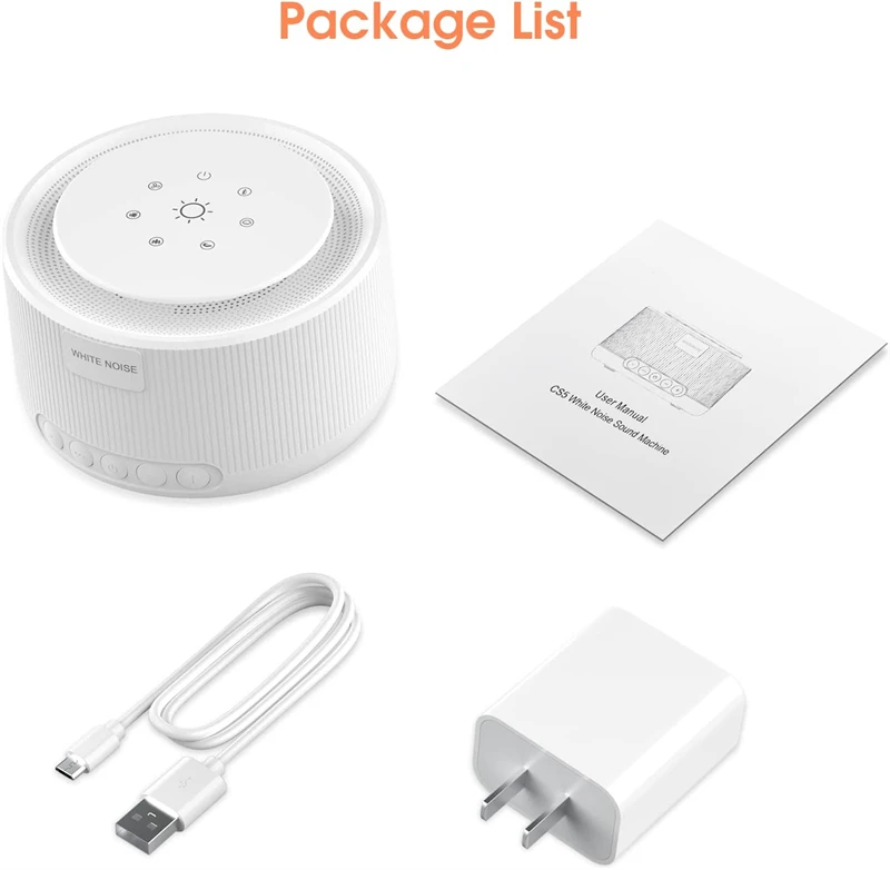CS5  Sleeping Aid Device With Night Light Soothing Sound Machine Timing Natural Voice loud speaker White Noise Machine