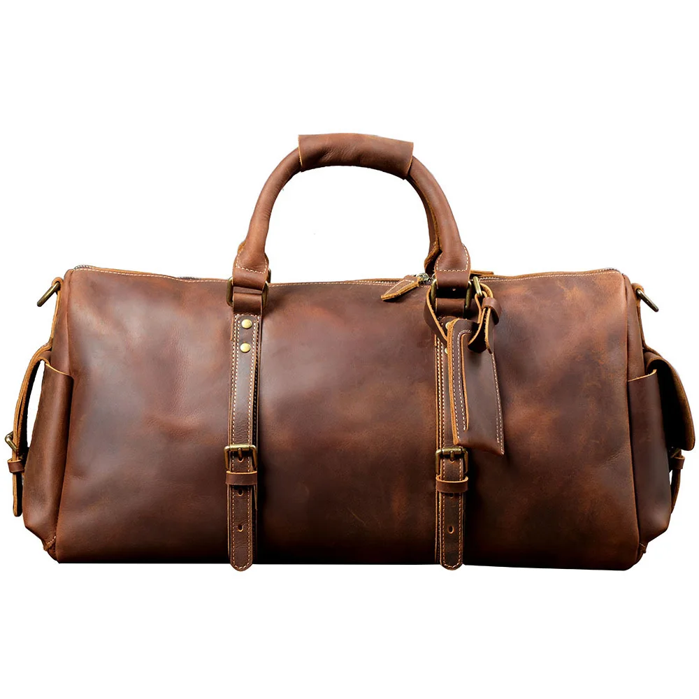 Высококачественная вместительная винтажная кожаная спортивная сумка Crazy-horse, водонепроницаемая прочная дорожная сумка для активного отдыха