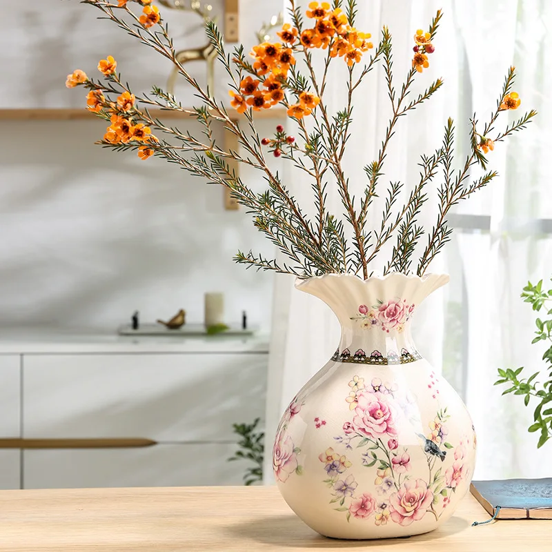 European style Vase for artificial flowers, blue and white Porcelain&ceramic Vase, creative handmade flower vase for home decor