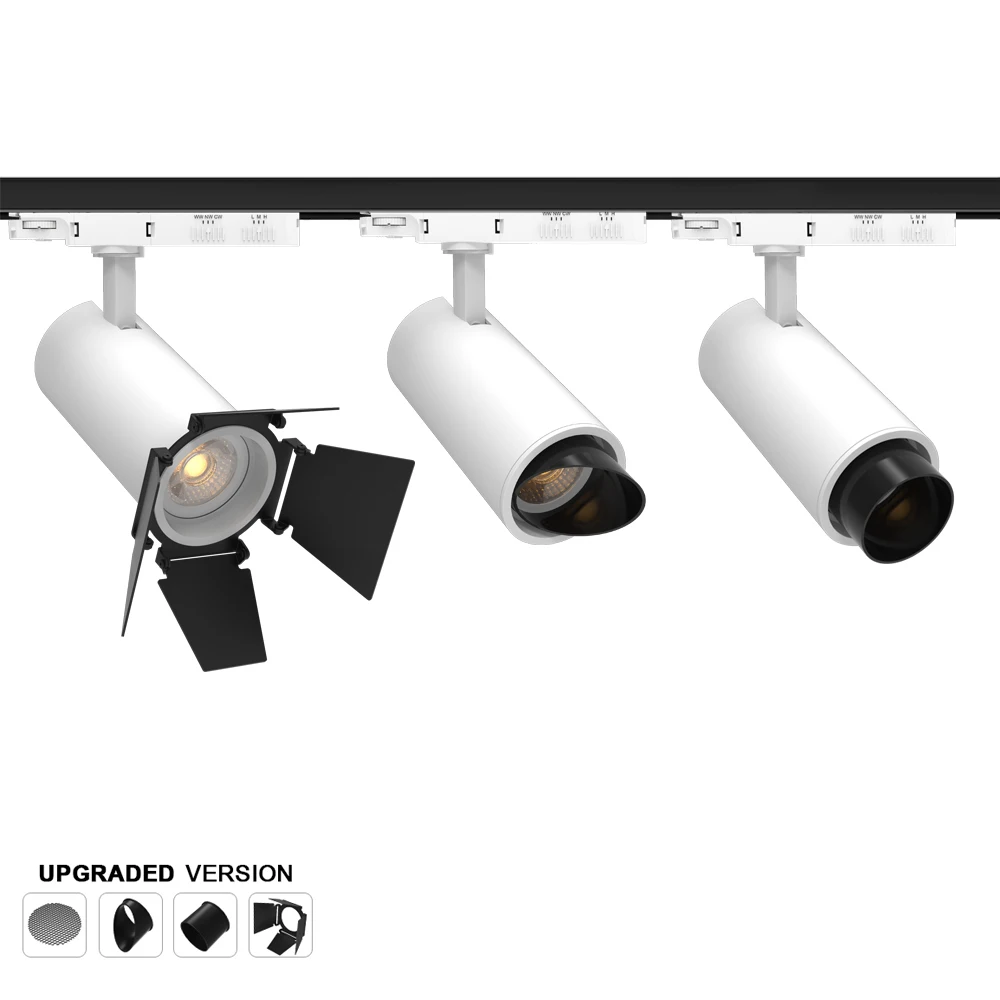 Zoomable Dimmable Cob Led Track Lights System Commercial linear adjustable 40w Track Spotlight Black 30w Focus Rail Shop Light