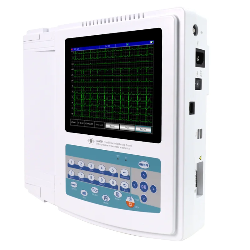 CONTEC ECG1200G Electrocardiogram Channels ECG Machine Touch Screen EKG with