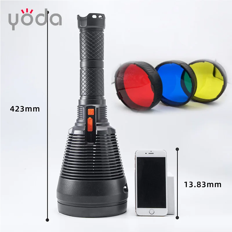 140mm big reflector cup type c 2000 meters range 20w p50 high power rechargeable led flashlights