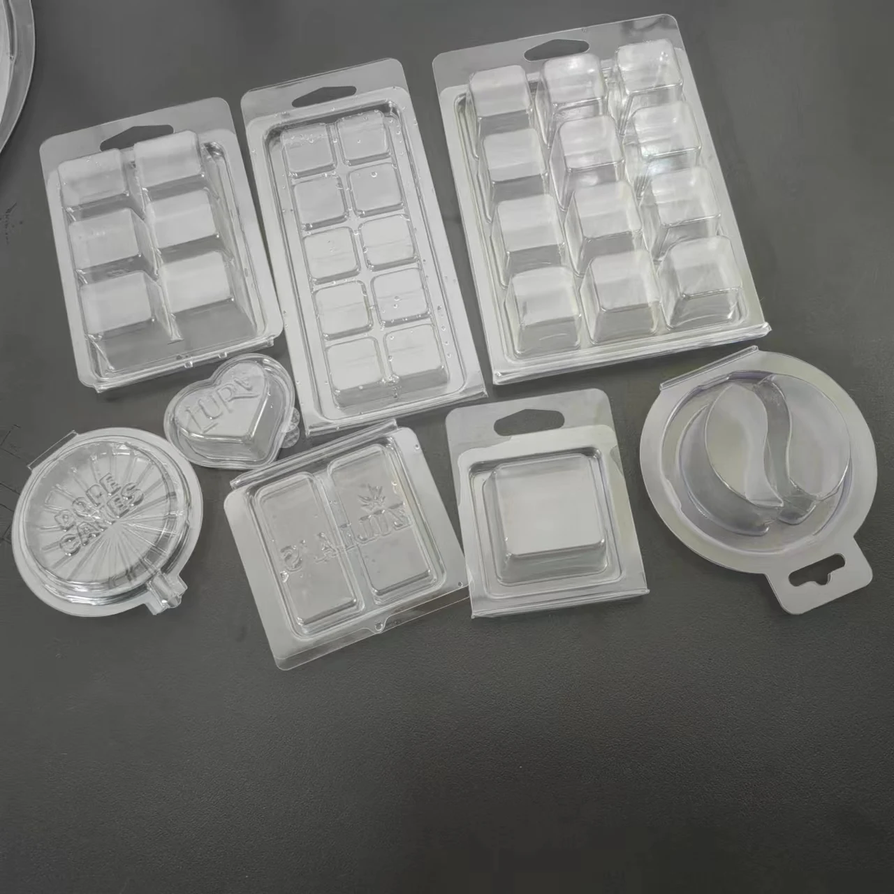 custom plastic pet clear single cavity wax melt clamshell wax melt packaging heart packaging