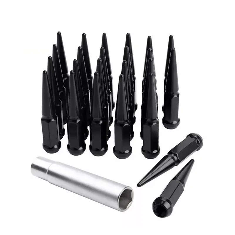 Колеса из углеродистой стали, автомобильные аксессуары, болты, шпильки, 20 шт., m12x1, 5 M14 * 1,5, черные и Серебристые гайки с шипами, 14x1, 5