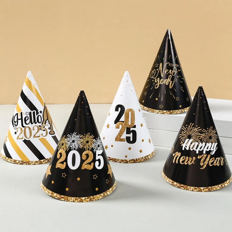 New Year Paper Cone Hat Cheers New Year Party Decorations Supplies Christmas Party Paper Hats