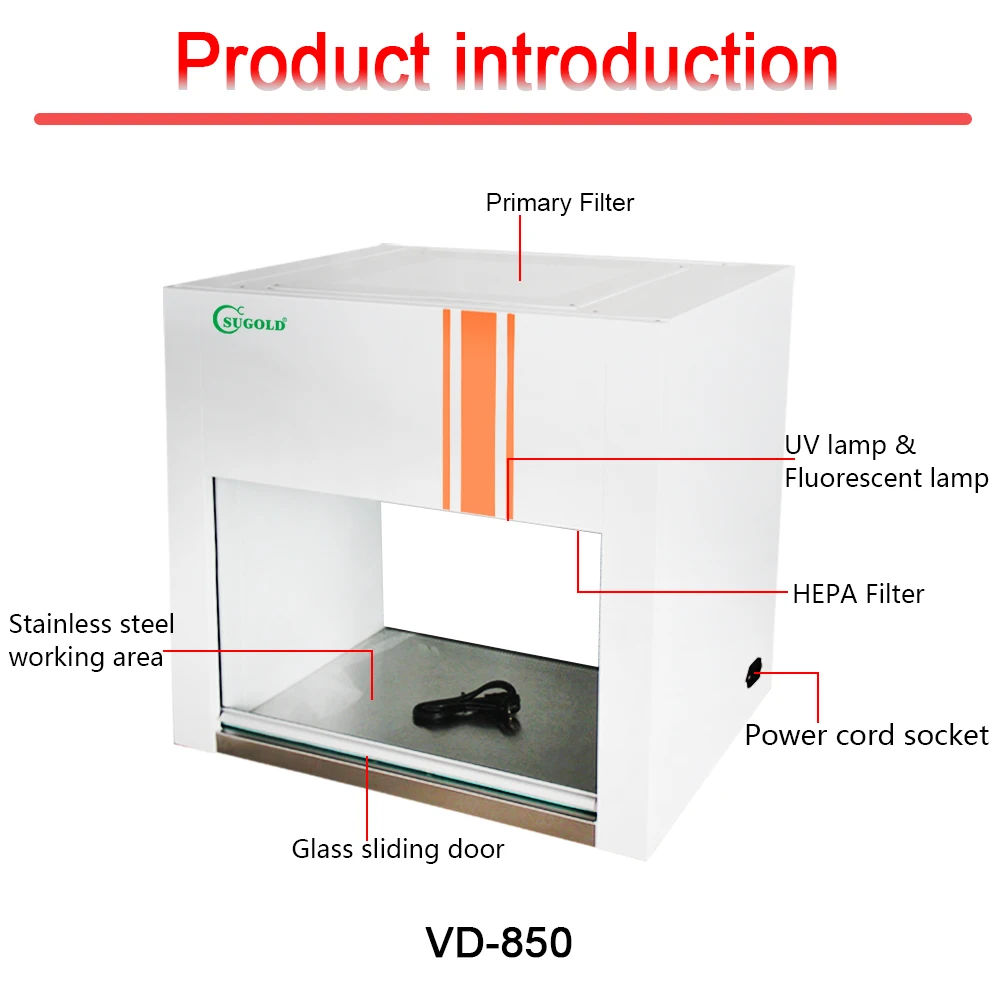 ISO and CE VD-850 vertical air supply desk top LED control panel laminar flow cabinet