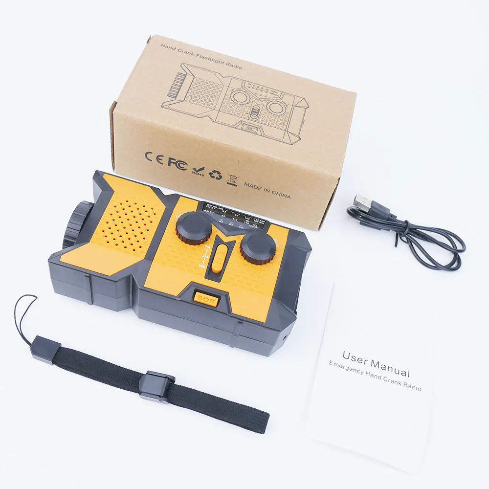 New Portable Solar Radio with Hand Crank Dynamo USB and Light FM/AM/NOAA Band Stereo Weather Radio