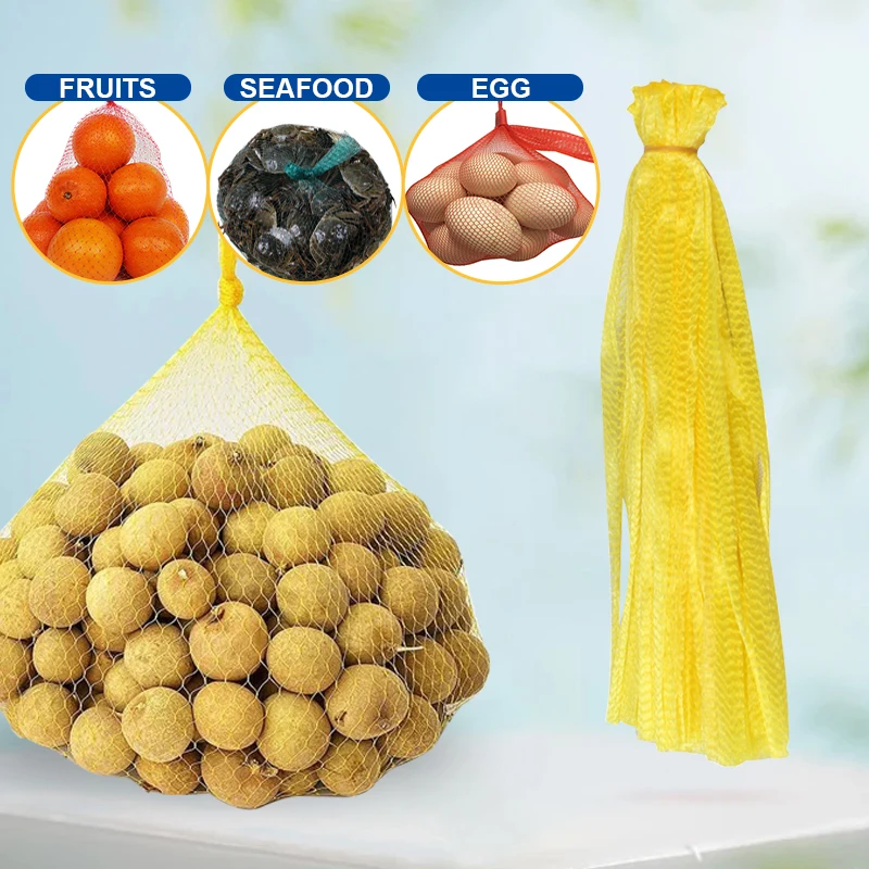 Grs Folding Style  Leno Net Plastic Mesh Bag with Drawstring Firewood Seafood Vegetable Fruit (Onion Potato Tomato) Meat Packing