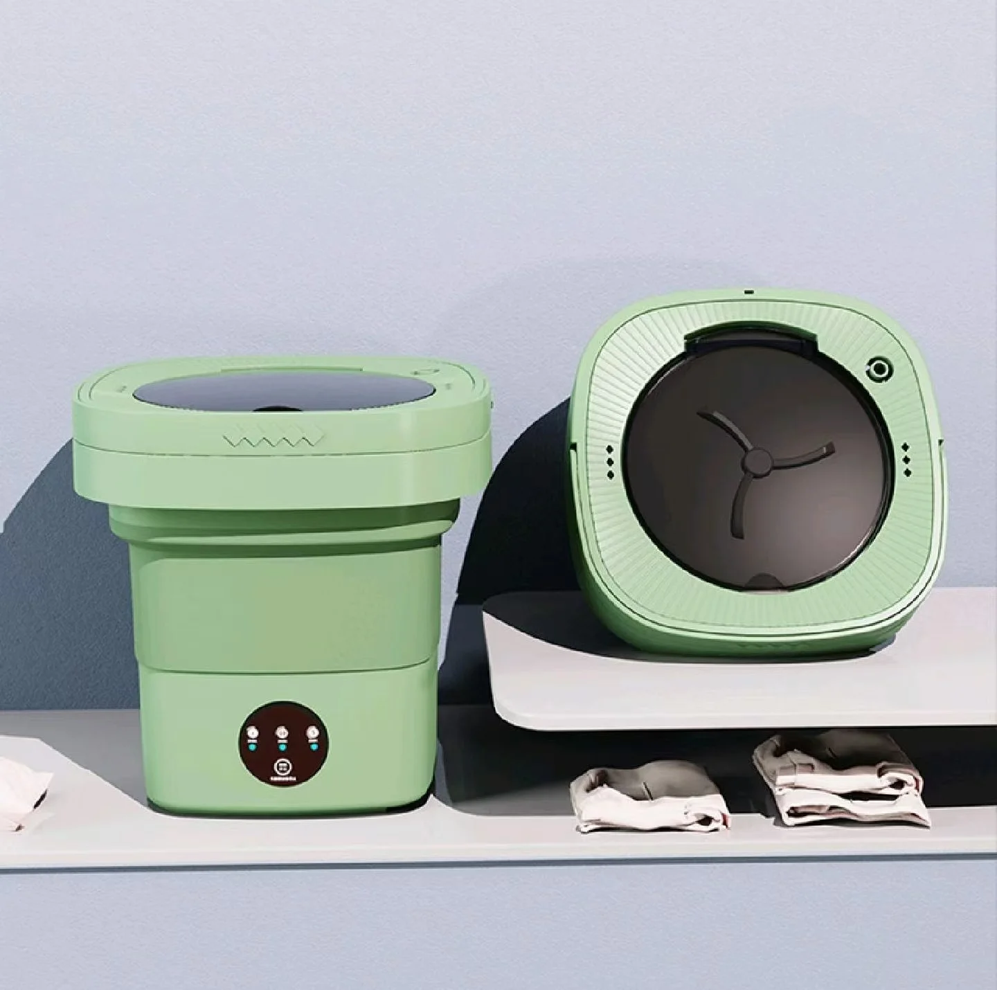 Factory direct 6L 8L mini automatic laundry dehydrator Travel RV folding washing machine wave wheel washer